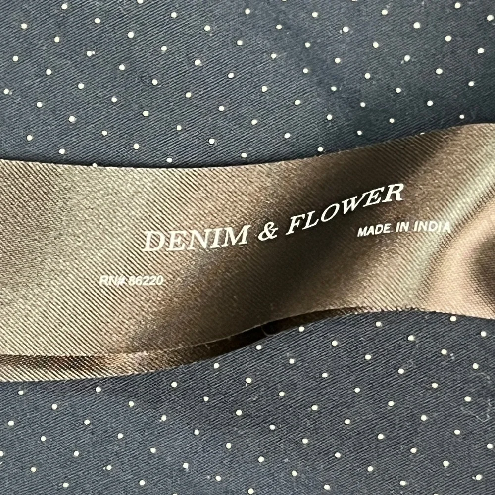 Denim & Flower Button Down Shirt Mens Large Blue Polka Dot Flip Cuff Ricky Singh - Picture 5 of 9